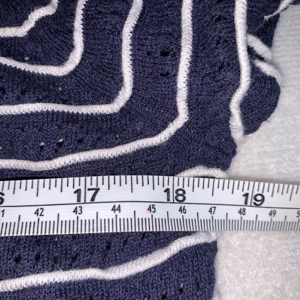 Nautical Striped Knit Sweater Navy White 3/4 Sleeve Size M – Lightweight Coastal - Picture 10 of 11